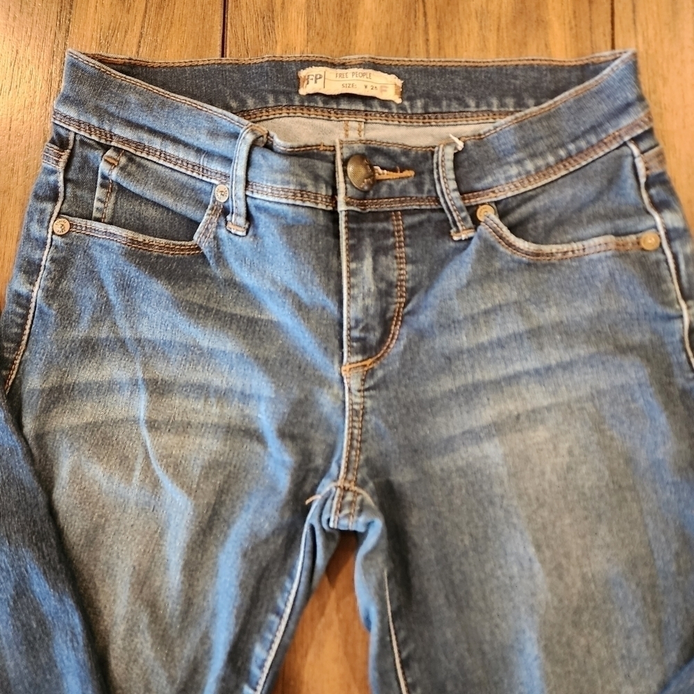 free people ankle skinny straight crop low rise y2k jeans size 25 - Picture 12 of 13
